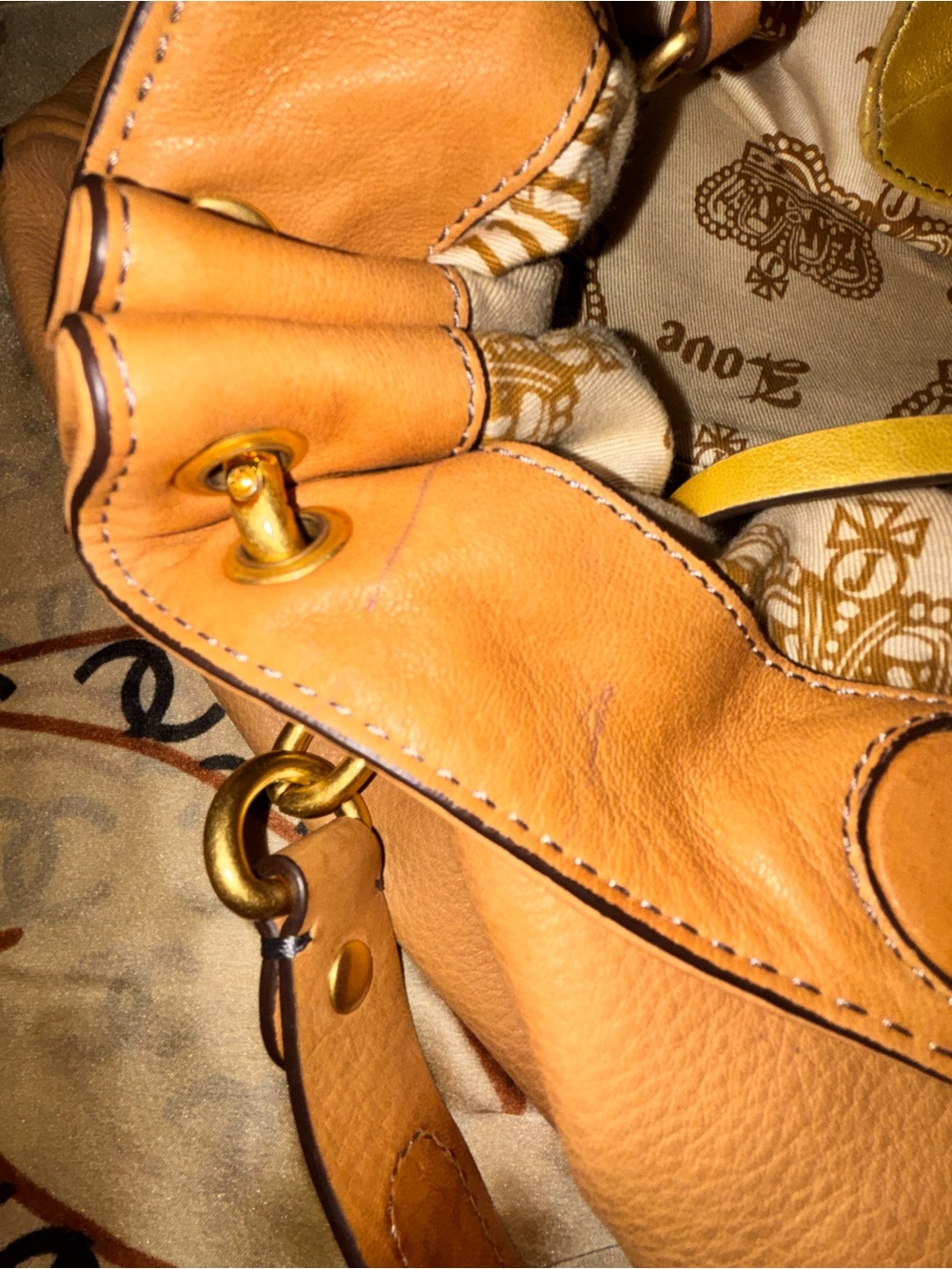 Juicy Couture Tan Leather with Gold Hardware Handbag, Preowned - Picture 4 of 8